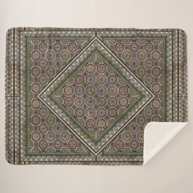 Ancient Mosaic Sherpa Blanket (Front (Horizontal))