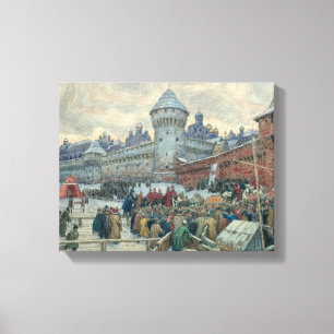 Ancient Moscow, departure after a fight Canvas Print