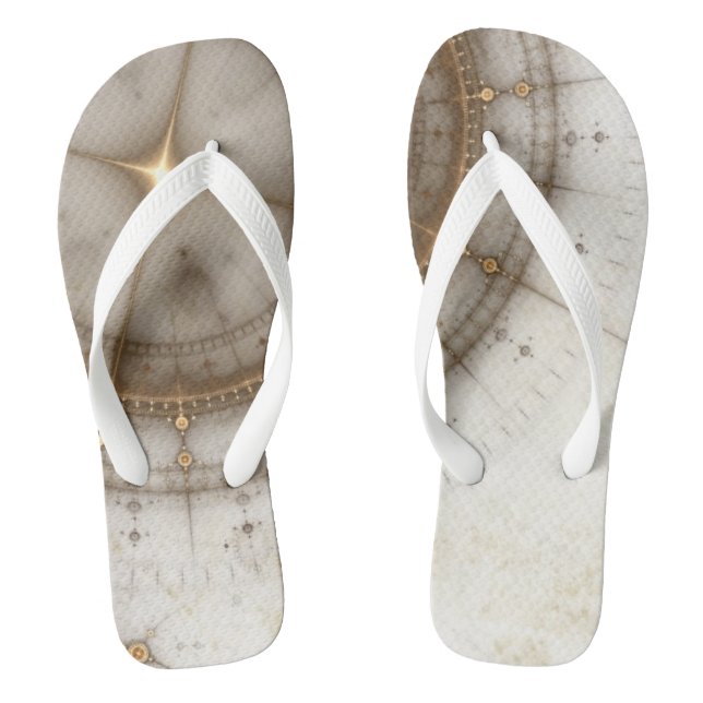 Ancient Nautical Chart, Grunge Flip Flops (Footbed)