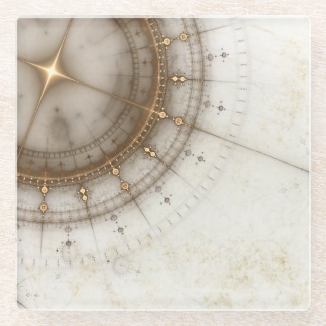 Ancient Nautical Chart, Grunge Glass Coaster (Front)