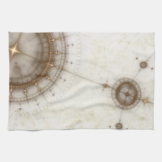Ancient Nautical Chart, Grunge Kitchen Towel (Horizontal)