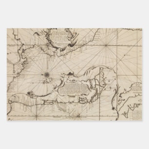 Ancient nautical map of the Pacific Ocean Wrapping Paper Sheet