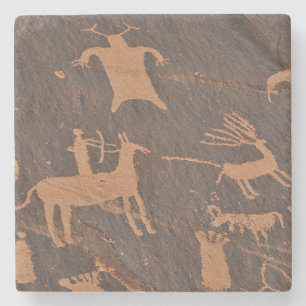 Ancient Newspaper Rock Petroglyphs Native American Stone Coaster