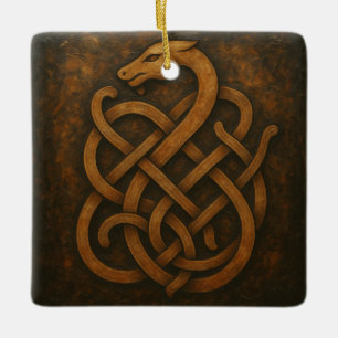 Ancient Norse Serpent Knot Symbol Ceramic Ornament