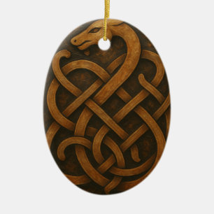 Ancient Norse Serpent Knot Symbol Ceramic Ornament