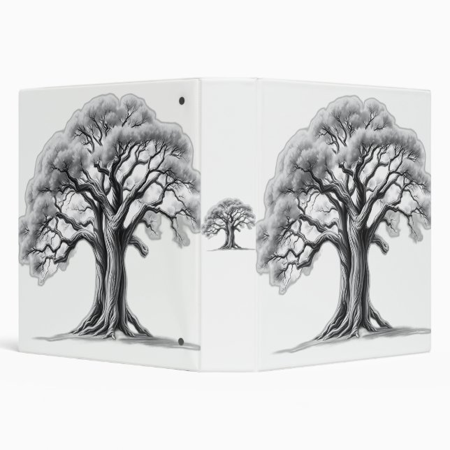 Ancient Oak Tree Charcoal Sketch Binder (Background)