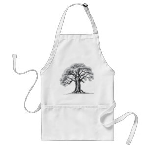 Ancient Oak Tree Charcoal Sketch Standard Apron