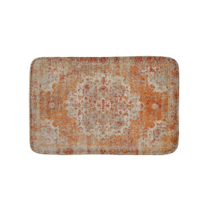 Ancient orange oriental carpet bath mat