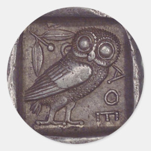 Ancient Owl Coin Classic Round Sticker