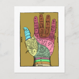 Ancient Palm Reading Chart Postcard