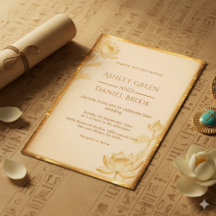 Ancient Papyrus Luxury Gold Lotus Egyptian Wedding