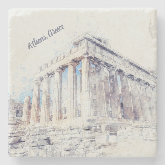 Ancient Parthenon Athens Greece Stone Coaster  (Front)