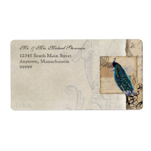 Ancient Peacock Matching Shippin Label - Aqua Blue