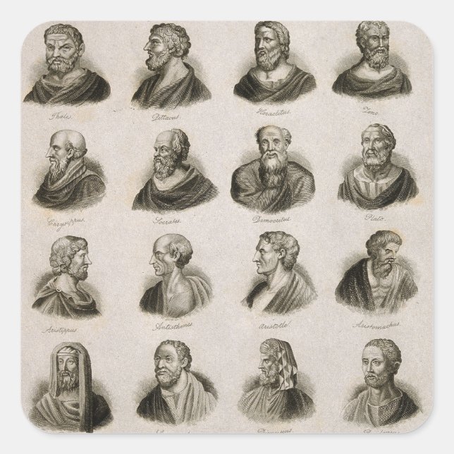 Ancient Philosophers Portrait Thinkers Vintage Square Sticker (Front)