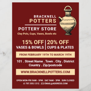 Ancient Pot, Pottery Store, Potters Advertising Flyer