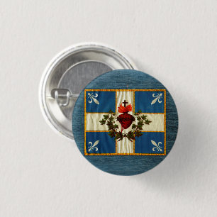 Ancient Quebec flag Chime Sacred Heart 1 Inch Round Button