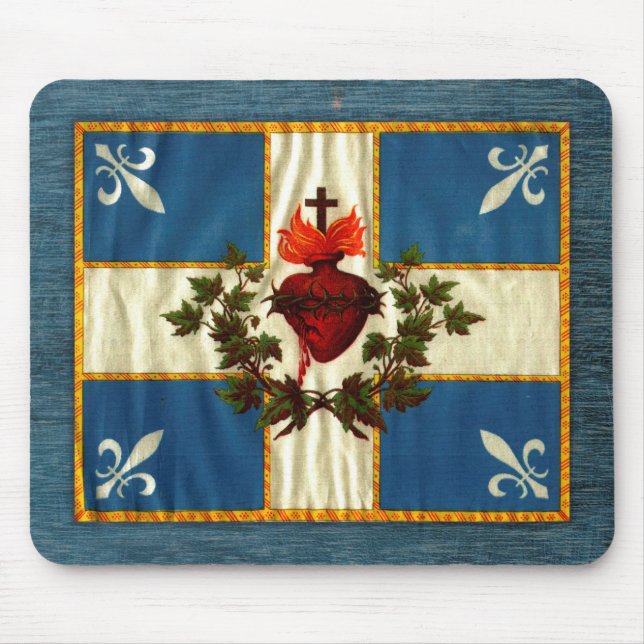 Ancient Quebec flag Chime Sacred Heart Mouse Pad (Front)
