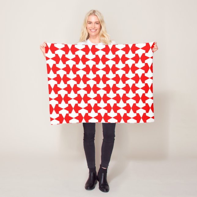Ancient Red and White Muslim Mamluks Pattern Fleece Blanket (In Situ)