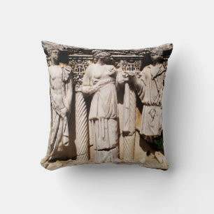 Ancient relief engravings sculptures in Turkey Throw Pillow