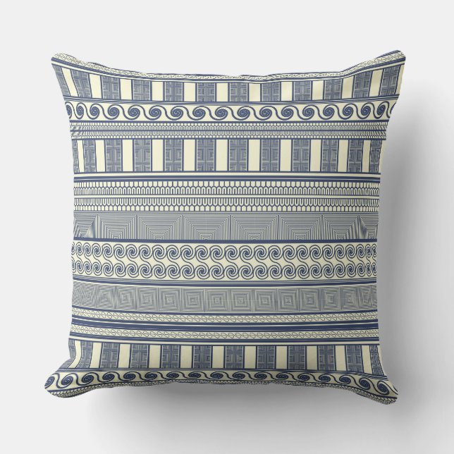 Ancient Rhodes Geometrical Ornament Throw Pillow (Front)