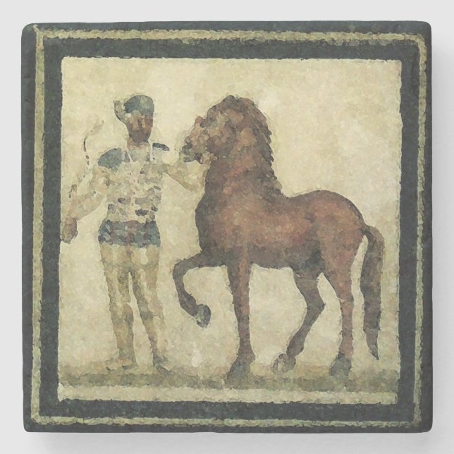 Ancient Roman Artwork Stone Coaster (Front)