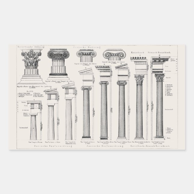 Ancient Roman Columns Architectural Drawing Sticker (Front)