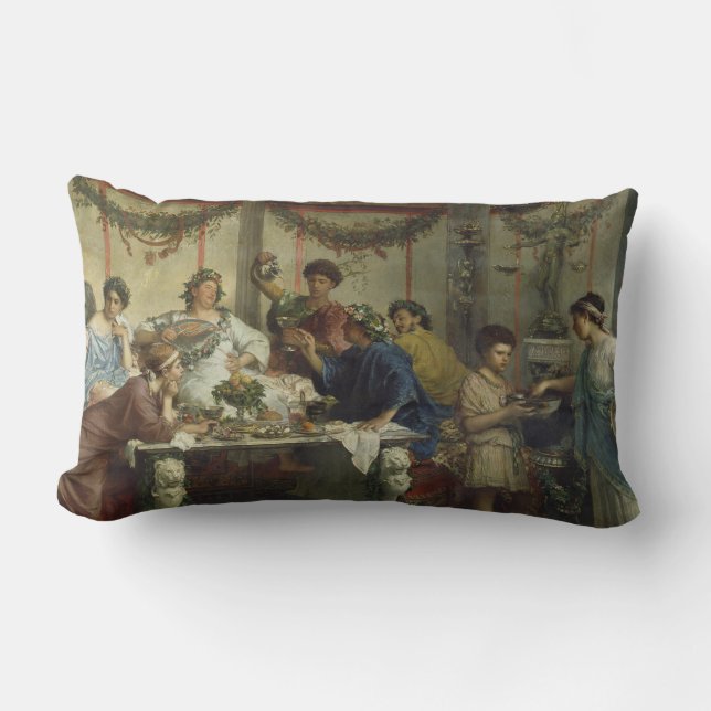 Ancient Roman Dinner Party Feast Lumbar Pillow (Front)
