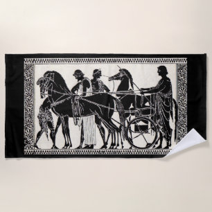 ancient Roman men and horses print Beach Towel