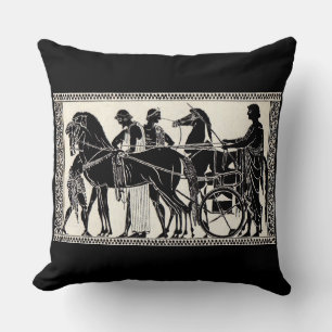 ancient Roman men and horses print Throw Pillow