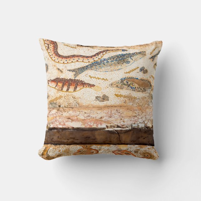 Ancient Roman Mosaic Throw Pillow (Front)