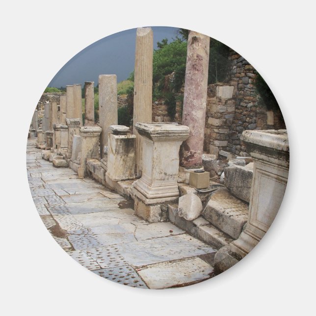 Ancient Roman road in the city of Ephesus, Turkey Magnet (Front)