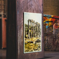 Ancient Roman Temple Ruins Geometric Style Art