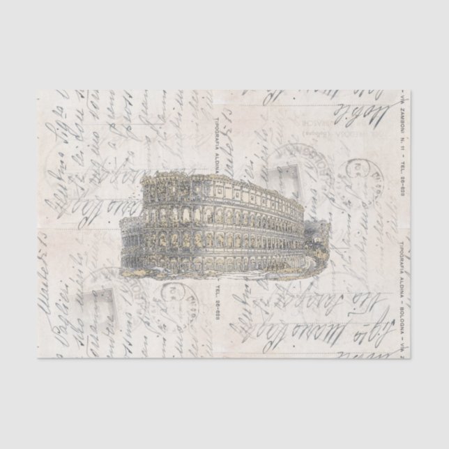 Ancient Rome Coliseum Italian Postcard Tissue Tissue Paper (Front)