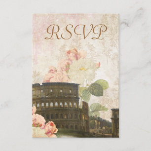 Ancient Rome Pink Rose Vintage RSVP Card
