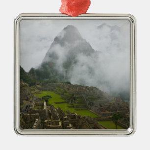 Ancient ruins of Machu Picchu with Andes Metal Ornament