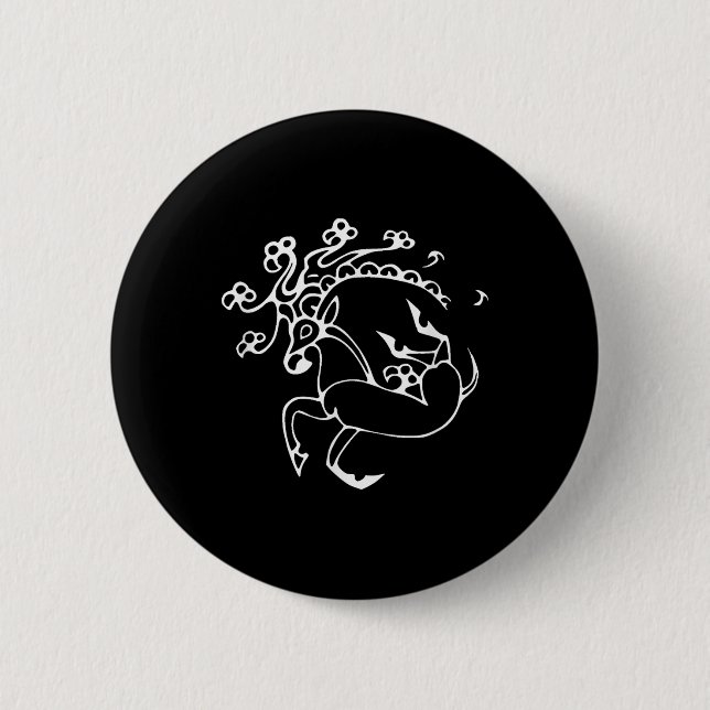Ancient Russian Ice Maiden Priestess Tattoo  2 Inch Round Button (Front)
