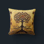 Ancient Rustic Red and  Gold Tree of LIfe by kedok Throw Pillow<br><div class="desc">Ancient Rustic Red and  Gold Tree of LIfe by kedoki</div>