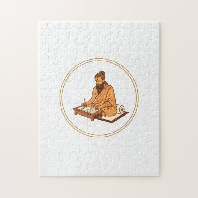 Ancient Sage Writing Manuscript Jigsaw Puzzle (Vertical)