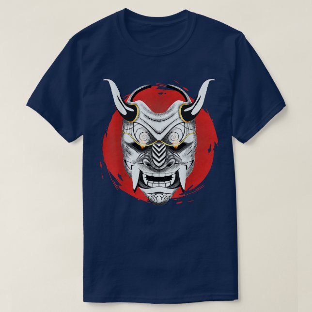 Ancient Samurai Japanese Oni Mask, Design Ogre Sam T-Shirt (Design Front)