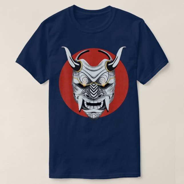 Ancient Samurai Japanese Oni Mask Design Ogre Samu T-Shirt (Design Front)