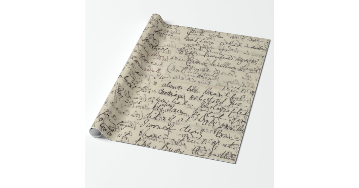 Ancient Script Calligraphy Vintage Print Wrapping Paper | Zazzle
