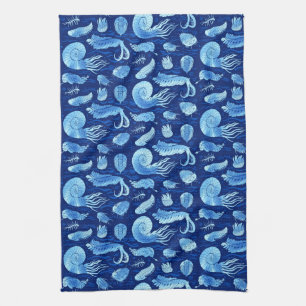Ancient sea animals: Trilobites, Anomalocaris... Kitchen Towel