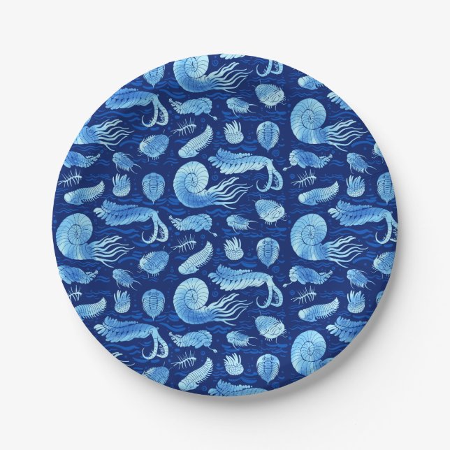 Ancient sea animals: Trilobites, Anomalocaris... Paper Plate (Front)