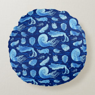 Ancient sea animals: Trilobites, Anomalocaris... Round Pillow