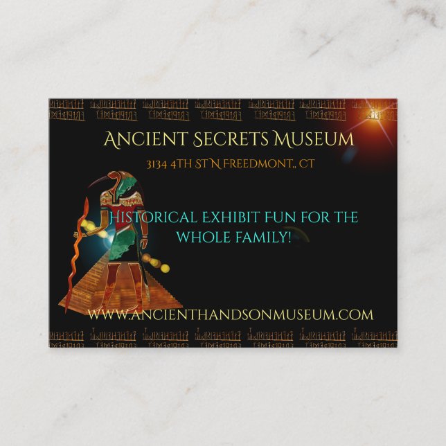 Ancient Secrets THOTH 3D Egyptian Scifi MUSEUM Business Card (Front)