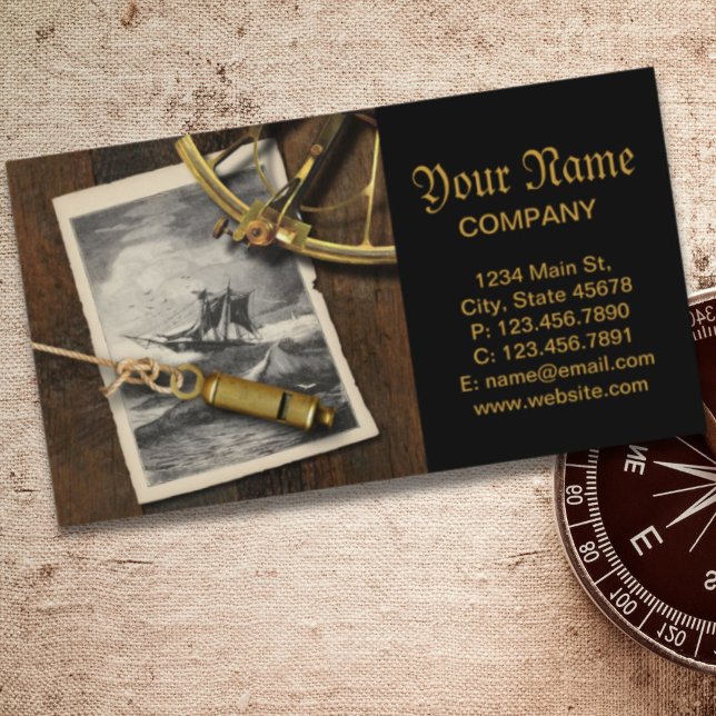 Ancient ship navigation tools nautical business card (Ancient ship navigation tools nautical business card)