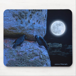 Ancient Site of Stonehenge, Two Crows & Full Moon Mouse Pad