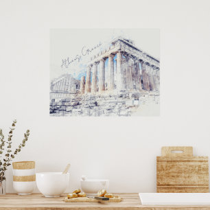 Ancient Sites Parthenon Athens Greece Wall Decal  Poster