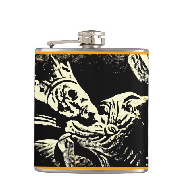 Ancient Skeleton King Hip Flask (Front)