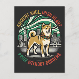 Ancient Soul Irish Heart Shiba Postcard